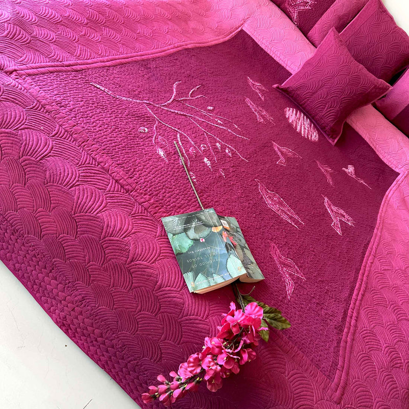 LAWRENCE POETRY IN NATURE NUI SHIBORI OMBRE QUILTED BEDCOVER SET