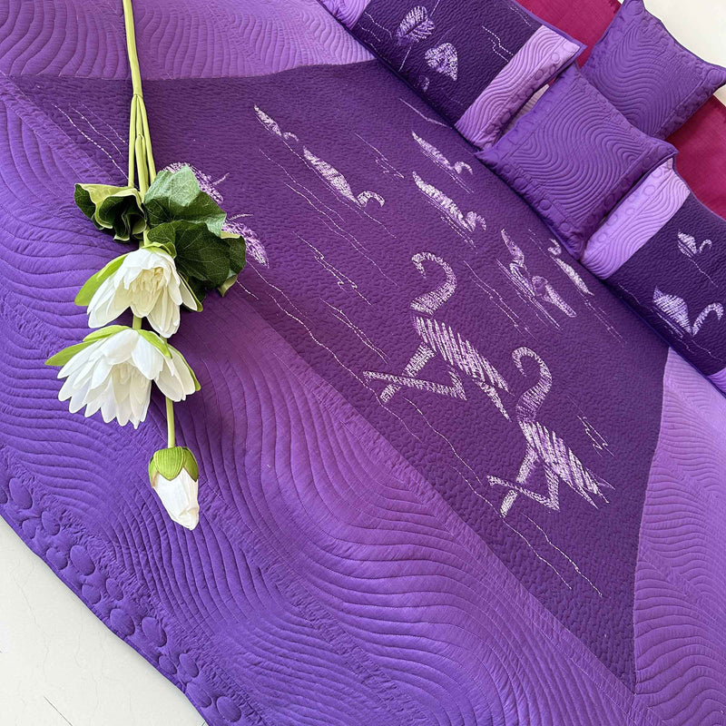 LIONEL POETRY IN NATURE NUI SHIBORI OMBRE QUILTED BEDCOVER SET