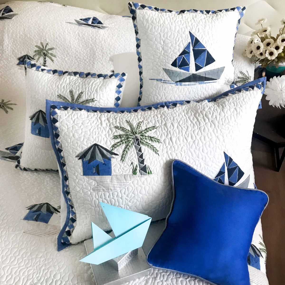 NELSON NAUTICAL PANORAMA 6 PIECE QUILTED BEDCOVER SET