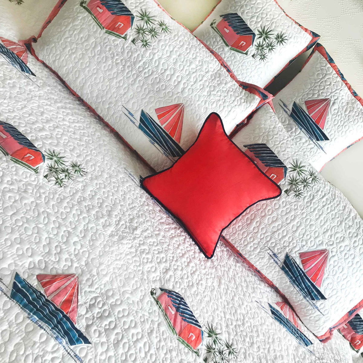 NORMAN NAUTICAL PANORAMA 6 PIECE QUILTED BEDCOVER SET