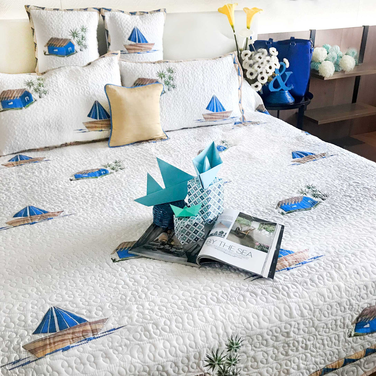 NEIL NAUTICAL PANORAMA 6 PIECE QUILTED BEDCOVER SET