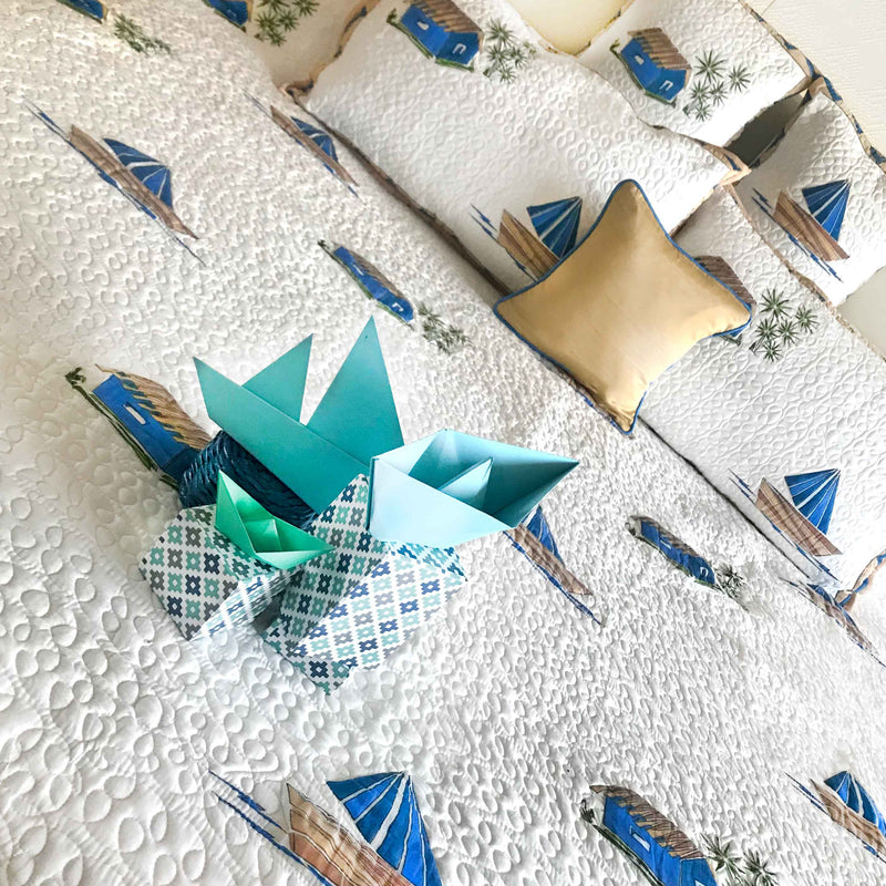 NEIL NAUTICAL PANORAMA 6 PIECE QUILTED BEDCOVER SET