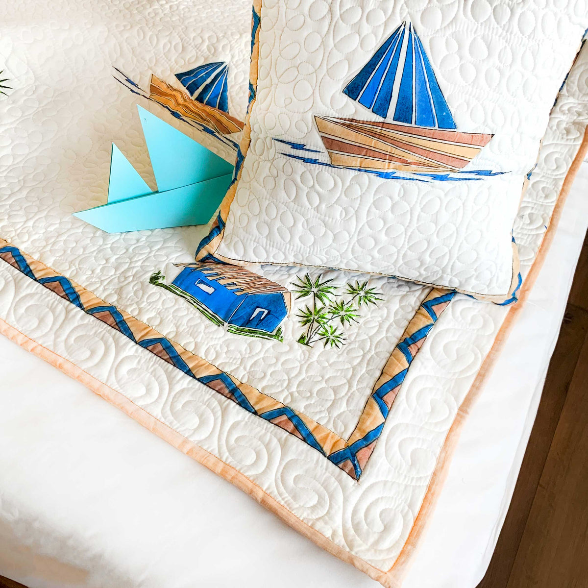 NEIL NAUTICAL PANORAMA 6 PIECE QUILTED BEDCOVER SET