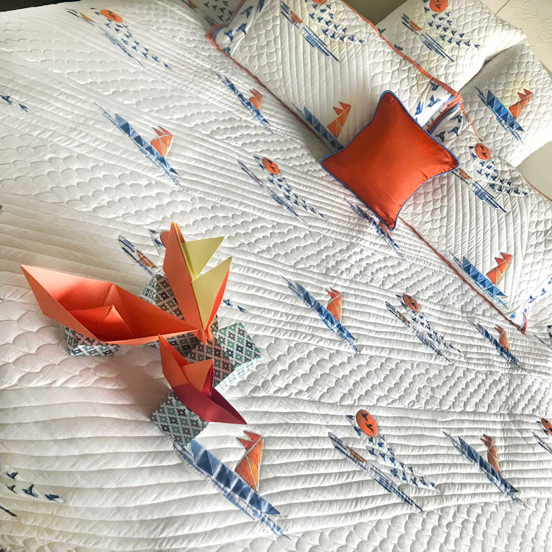 NILES NAUTICAL PANORAMA 6 PIECE QUILTED BEDCOVER SET