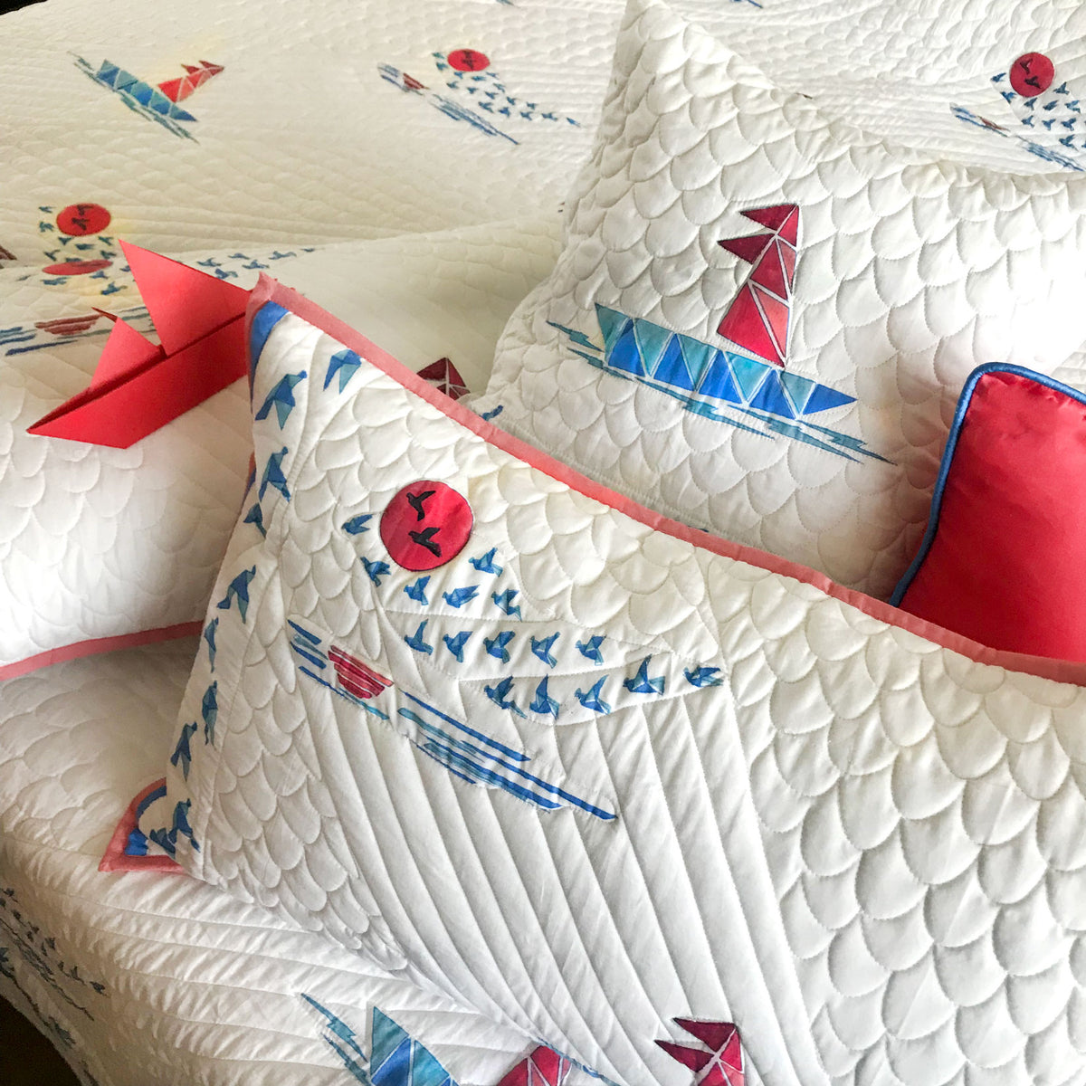 NATHAN NAUTICAL PANORAMA 6 PIECE QUILTED BEDCOVER SET