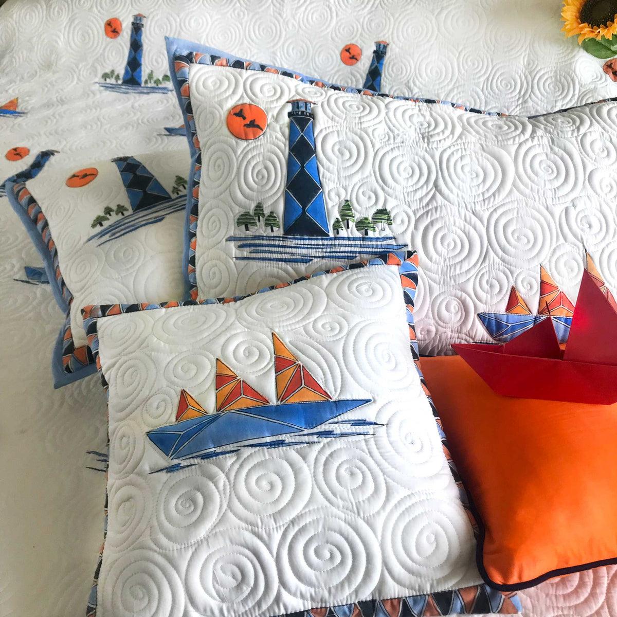 NEWTON NAUTICAL PANORAMA 6 PIECE QUILTED BEDCOVER SET