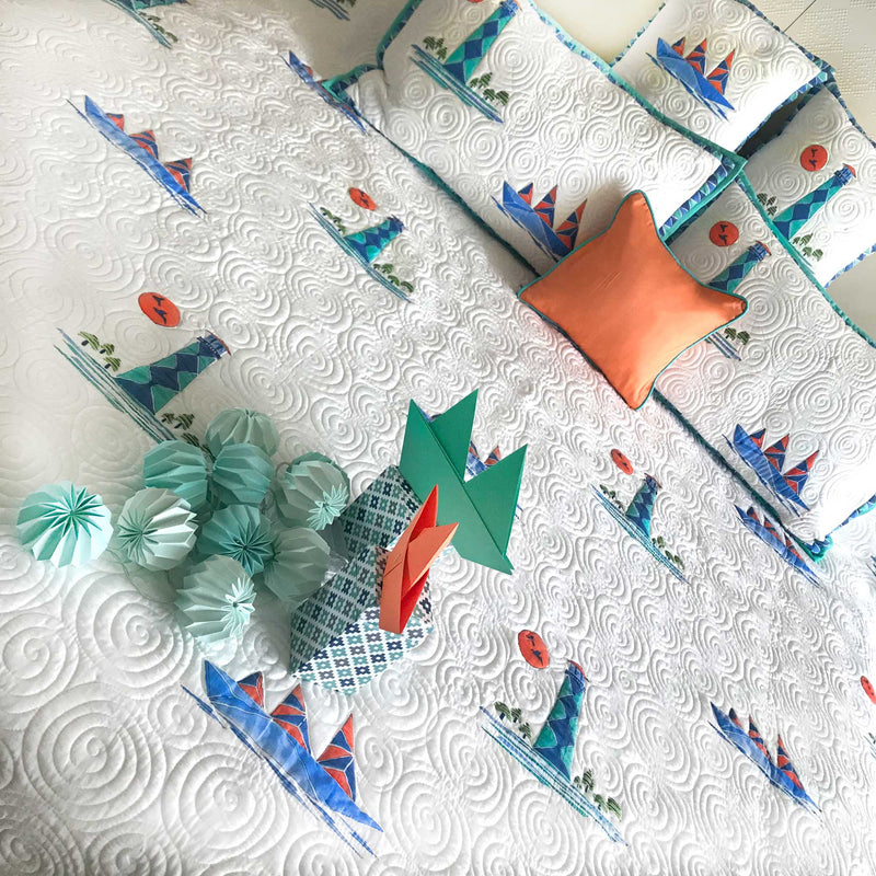 NICKOLAS NAUTICAL PANORAMA 6 PIECE QUILTED BEDCOVER SET