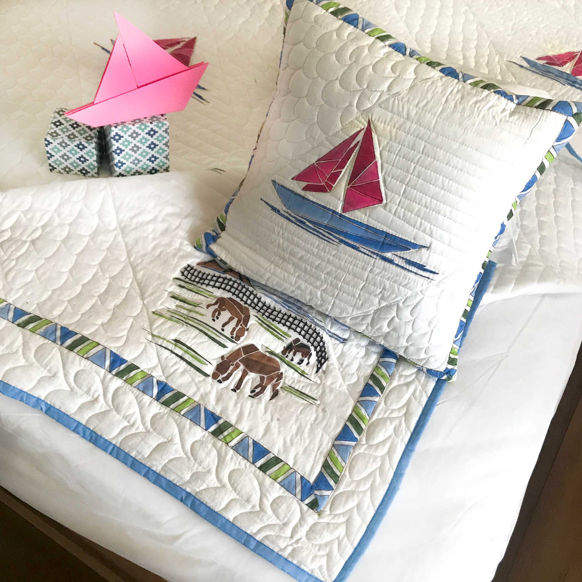 NATE NAUTICAL PANORAMA 6 PIECE QUILTED BEDCOVER SET