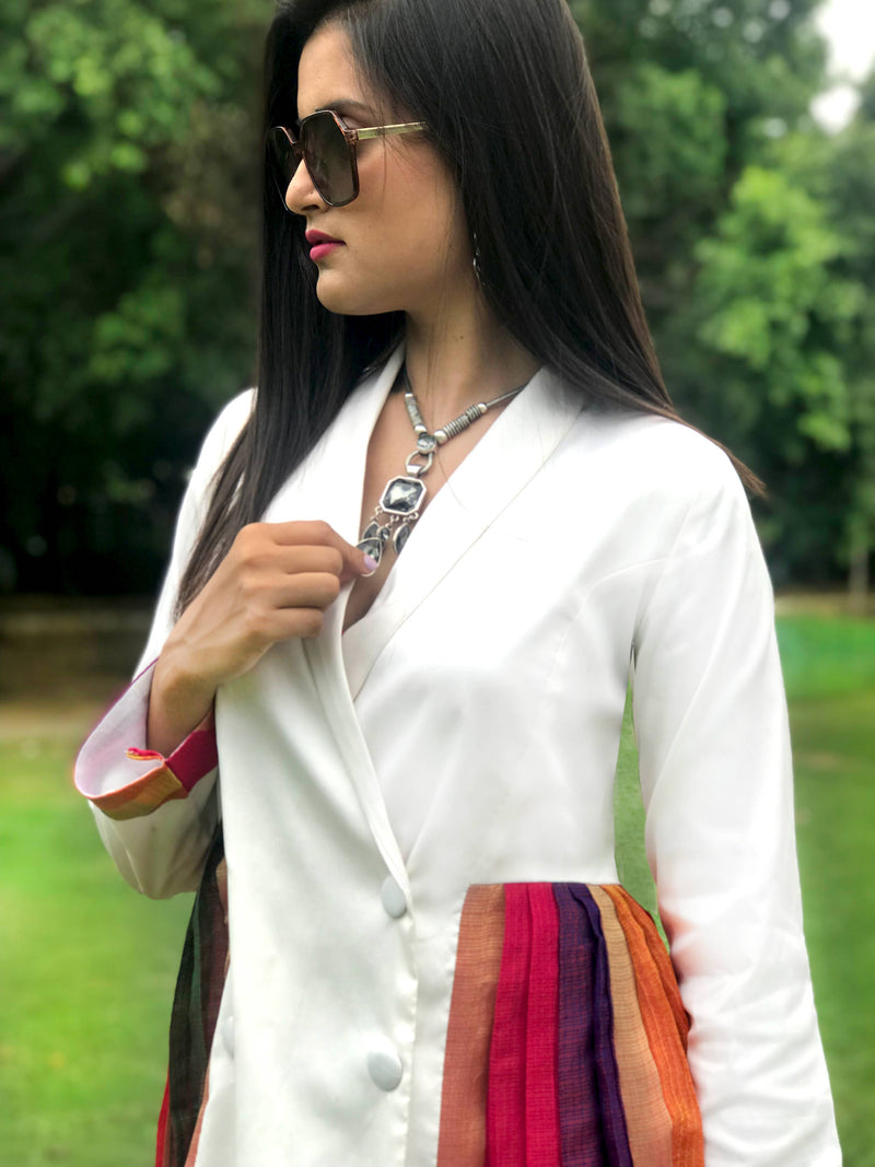 FIONA FESTIVE FLAMBOYANCE SILK KOTA DORIA DRESS