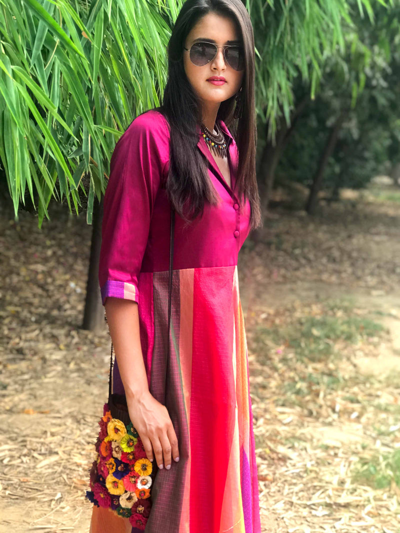 FRANCIA FESTIVE FLAMBOYANCE SILK KOTA DORIA DRESS