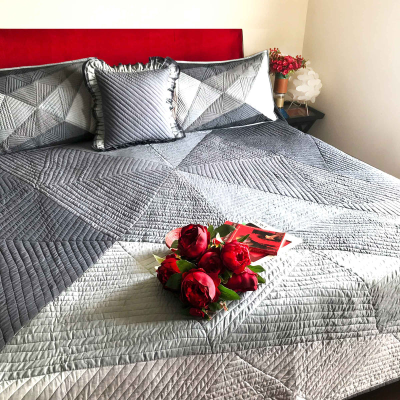 KATHLEEN COPENHAGEN MELANGE PATCHWORK QUILTED BEDCOVER SET