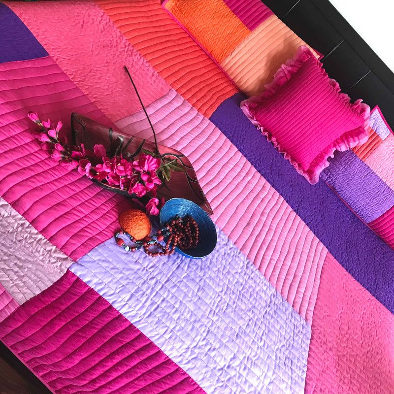 KHLOE COPENHAGEN MELANGE PATCHWORK QUILTED BEDCOVER SET