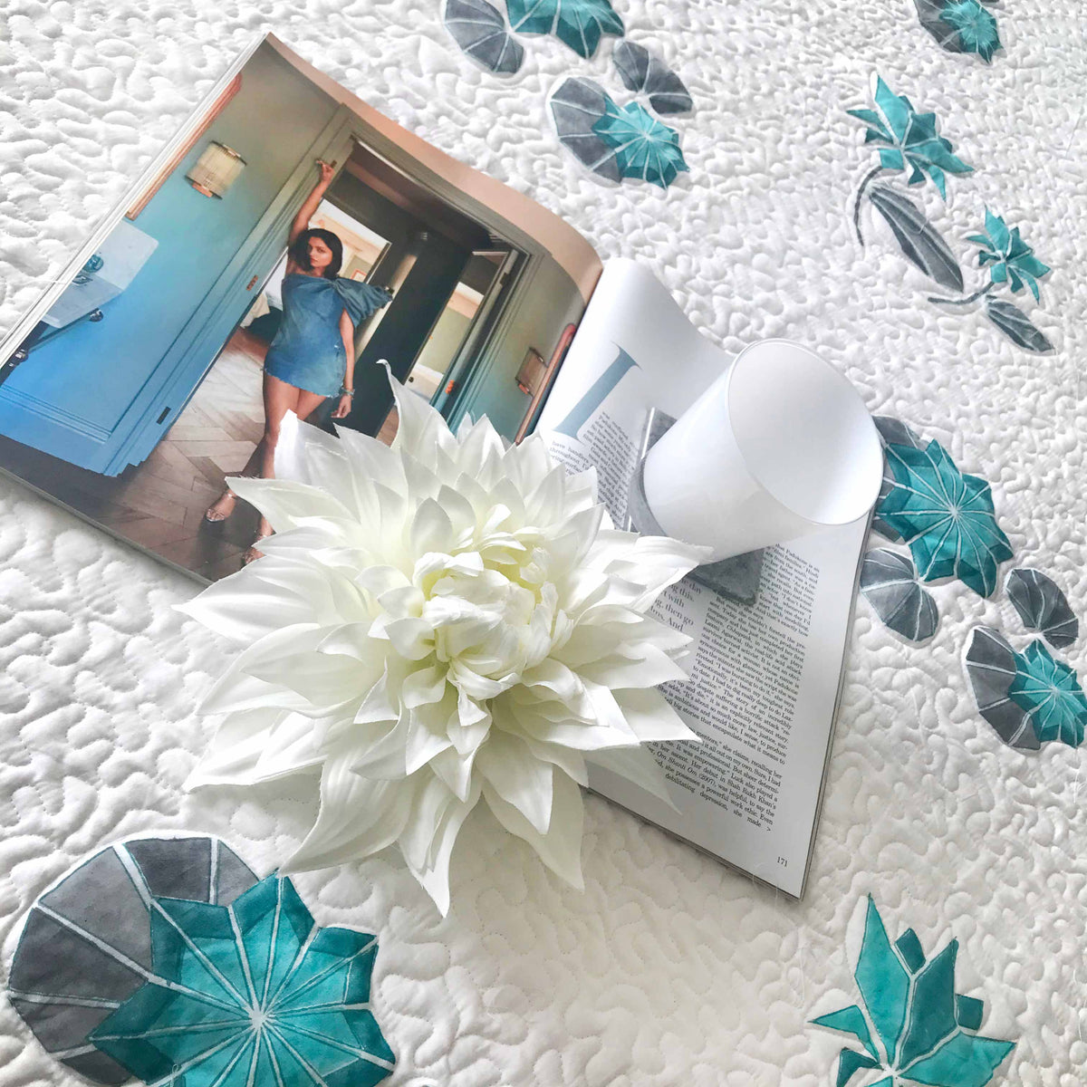 PAMELA PARISIAN PANACHE ALLURING AQUA 6 PIECE QUILTED BEDCOVER SET