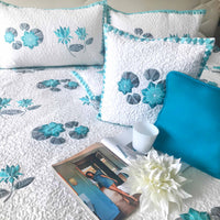 PAMELA PARISIAN PANACHE ALLURING AQUA 6 PIECE QUILTED BEDCOVER SET