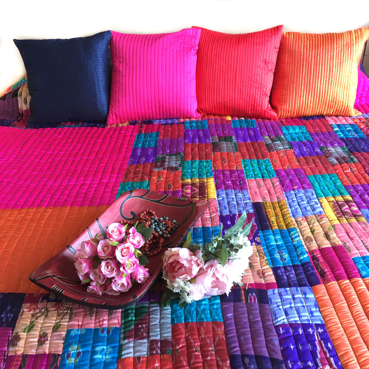 VERONA LOVE ALWAYS PATOLA SILK QUILTED BEDCOVER SET