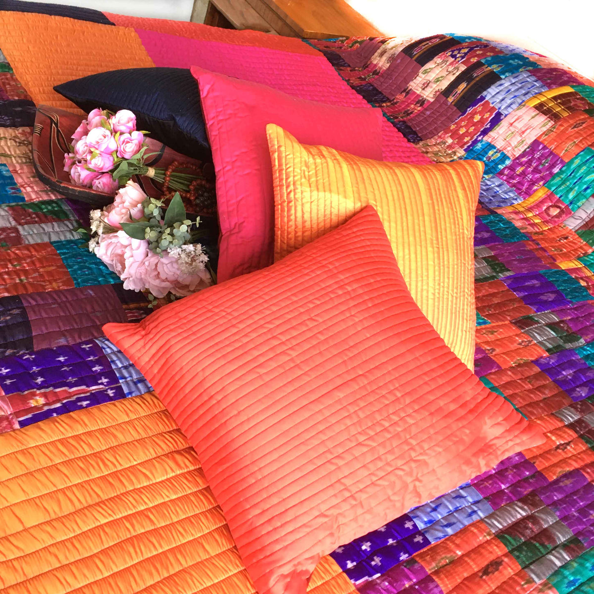 VERONA LOVE ALWAYS PATOLA SILK QUILTED BEDCOVER SET