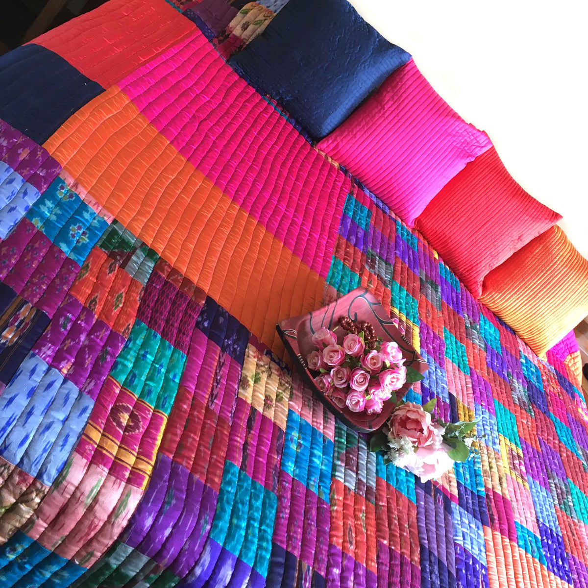 VERONA LOVE ALWAYS PATOLA SILK QUILTED BEDCOVER SET