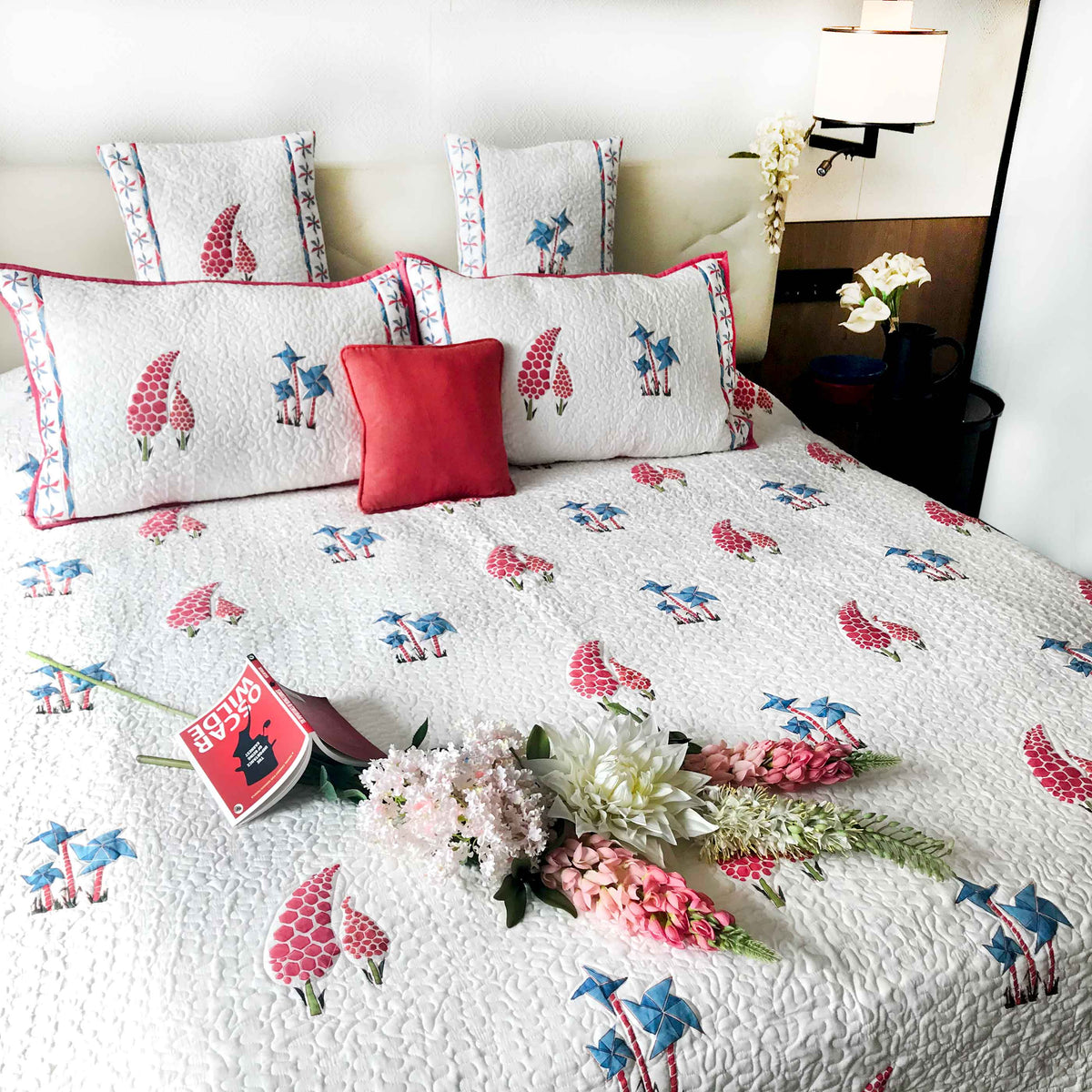 PATRICIA PARISIAN PANACHE PLAYFUL PINK & PEACH 6 PIECE QUILTED BEDCOVER SET