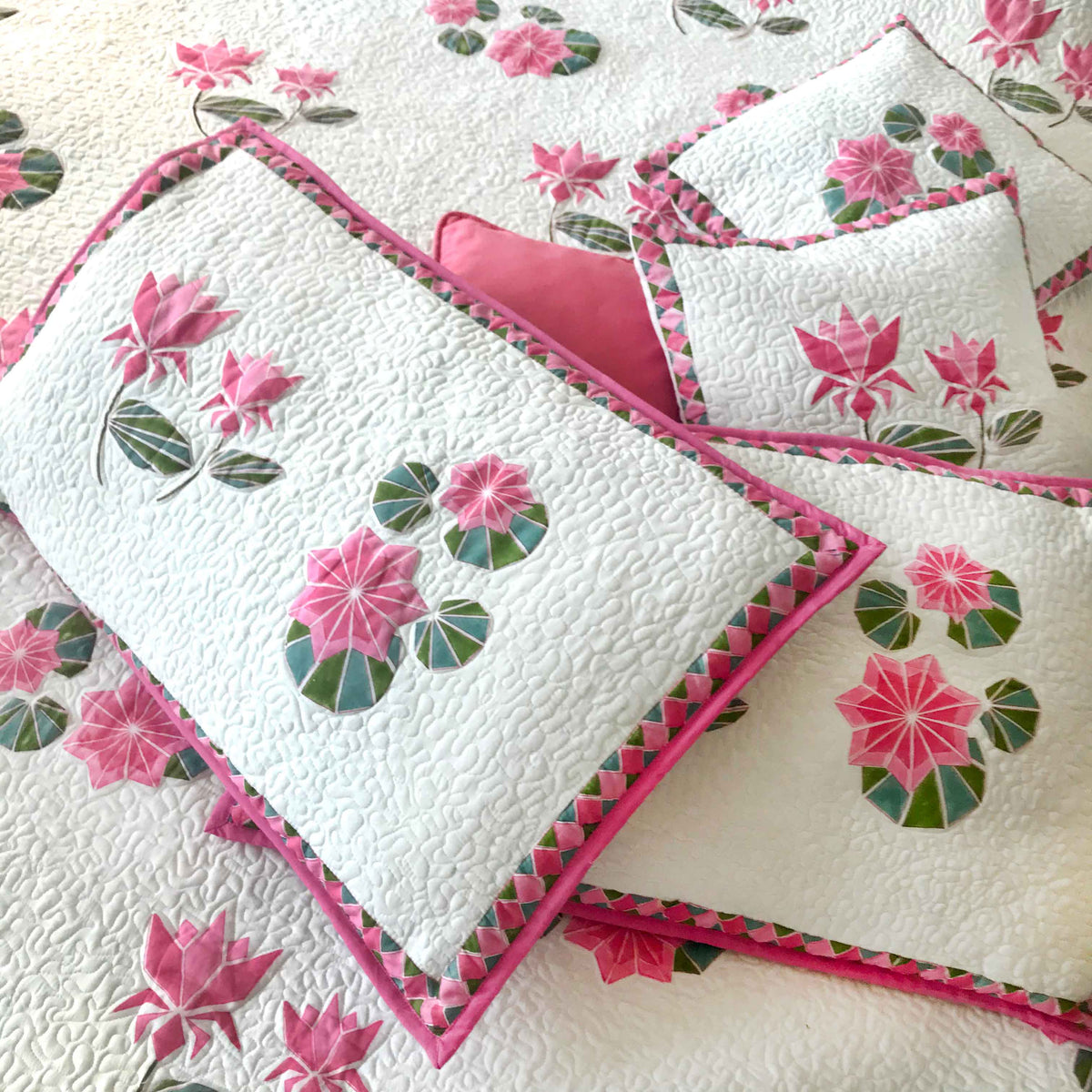 PAULINE PARISIAN PANACHE PASSIONATE PINK 6 PIECE QUILTED BEDCOVER SET