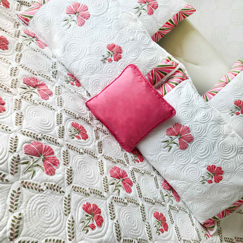 PIPPA PARISIAN PANACHE FUSCHIA PINK 6 PIECE QUILTED BEDCOVER SET