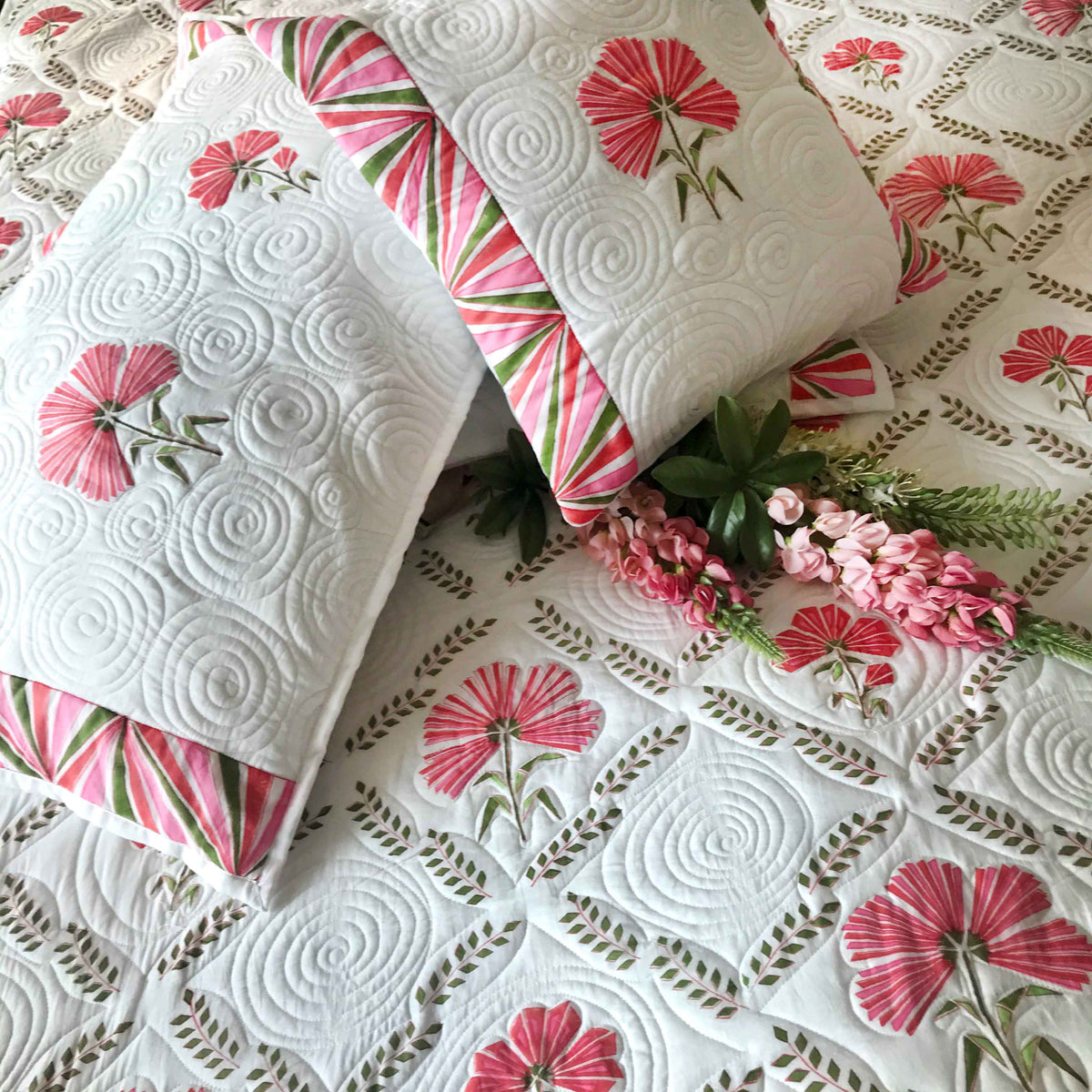 PIPPA PARISIAN PANACHE FUSCHIA PINK 6 PIECE QUILTED BEDCOVER SET