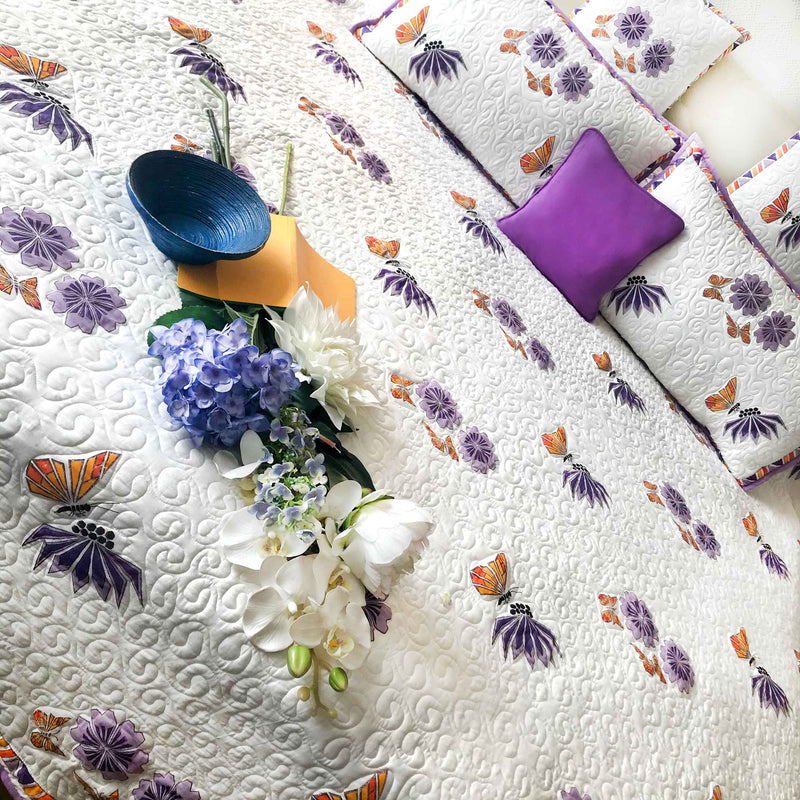 PRESTON PARISIAN PANACHE LIVELY LAVENDER 6 PIECE QUILTED BEDCOVER SET