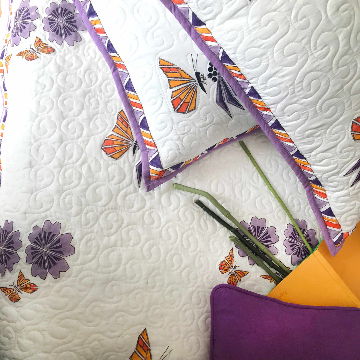 PRESTON PARISIAN PANACHE LIVELY LAVENDER 6 PIECE QUILTED BEDCOVER SET