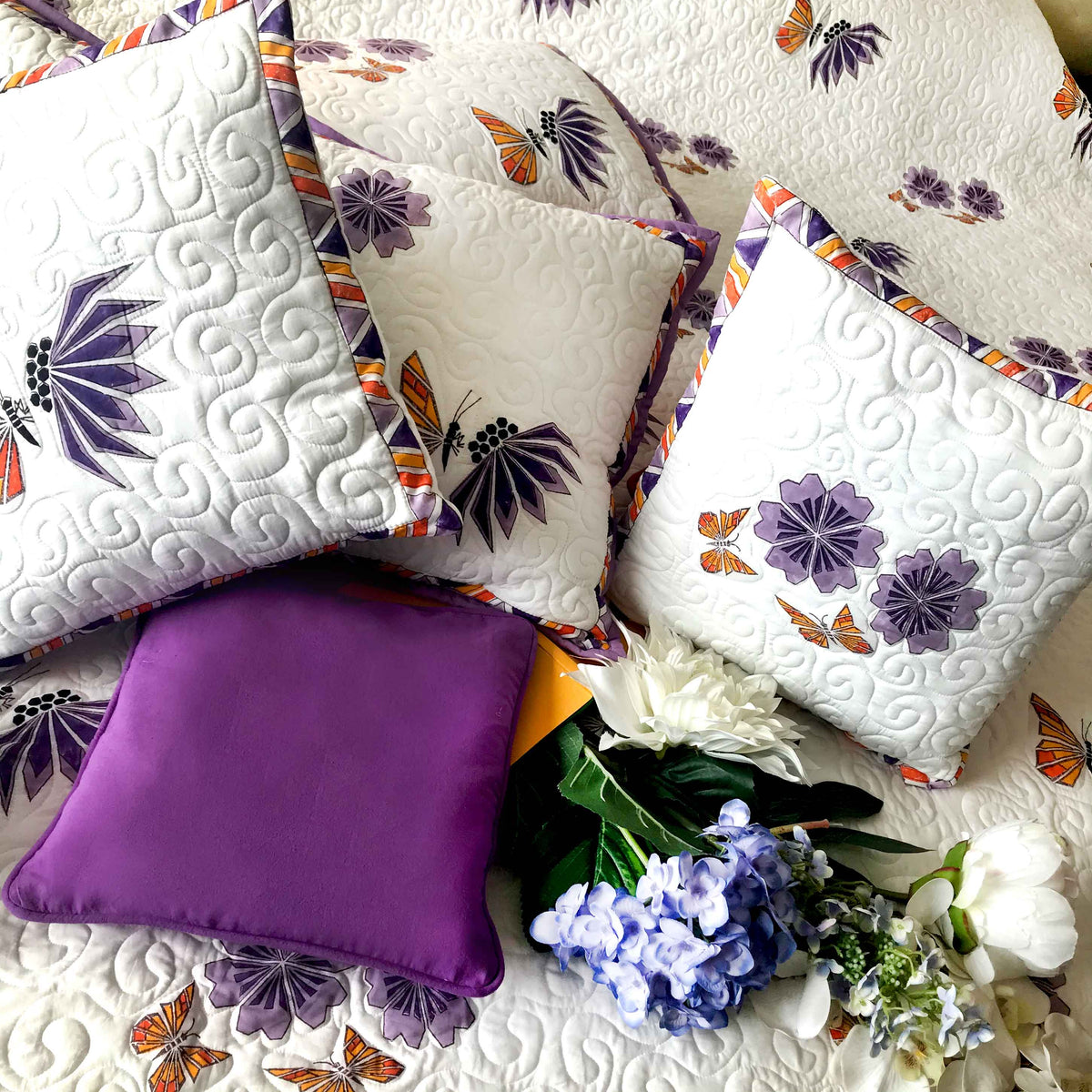 PRESTON PARISIAN PANACHE LIVELY LAVENDER 6 PIECE QUILTED BEDCOVER SET