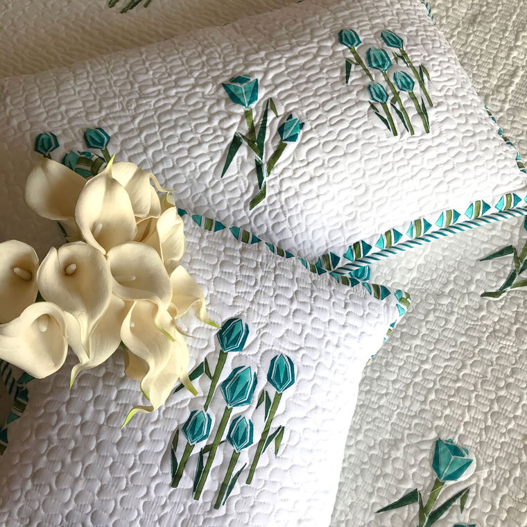 SASHA SALZBURG SPRING REFRESHING AQUA 6 PIECE BEDCOVER SET