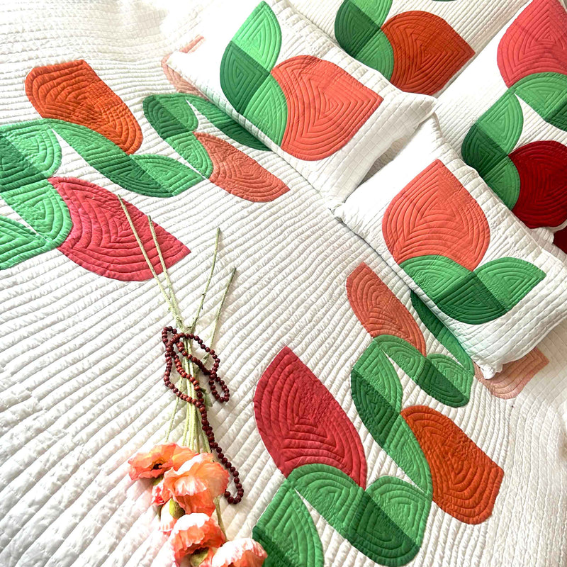 DARLENE TULIPS OF KASHMIR PATCHWORK QUILTED BEDCOVER SET