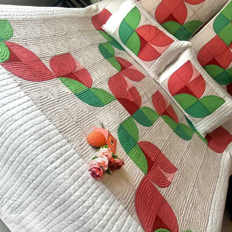 DANICA TULIPS OF KASHMIR PATCHWORK QUILTED BEDCOVER SET
