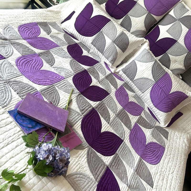 DONITA TULIPS OF KASHMIR PATCHWORK QUILTED BEDCOVER SET