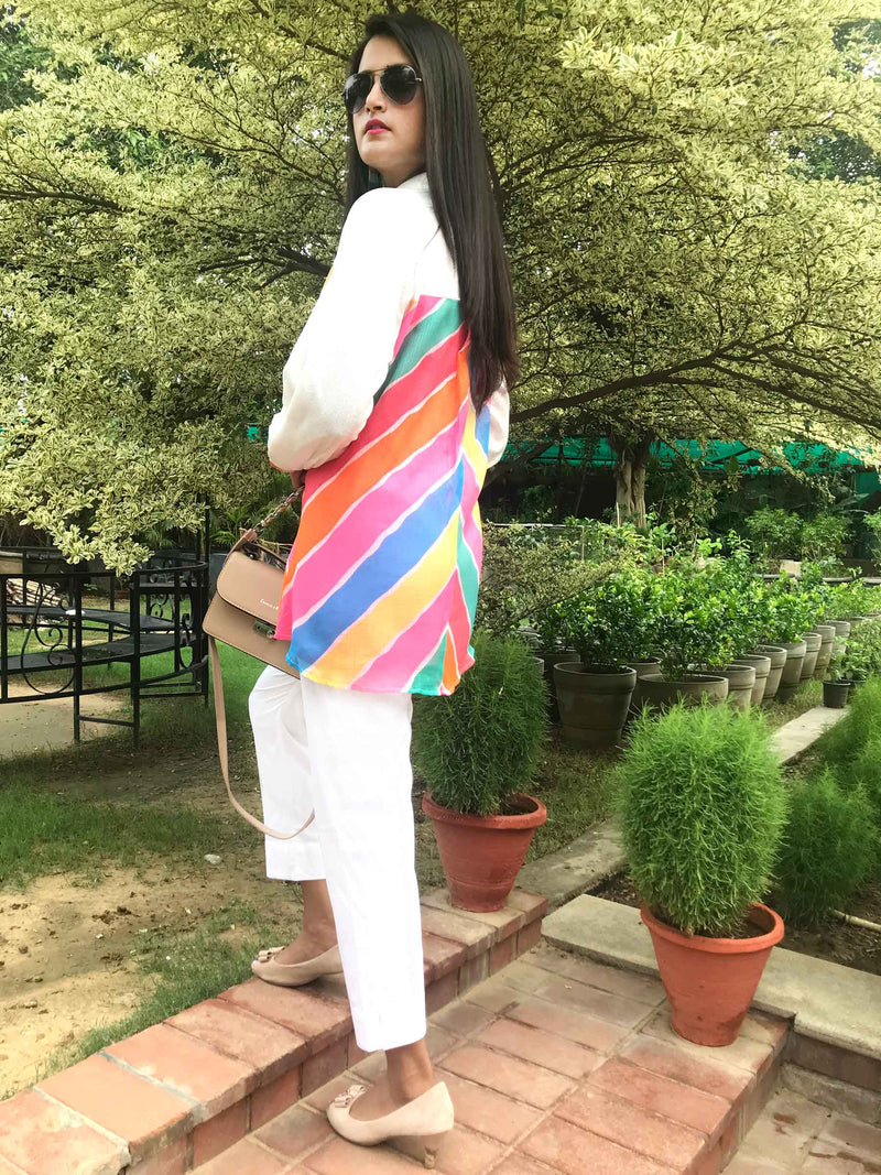 SHELLY SANTORINI STRIPES SILK KOTA DORIA TUNIC