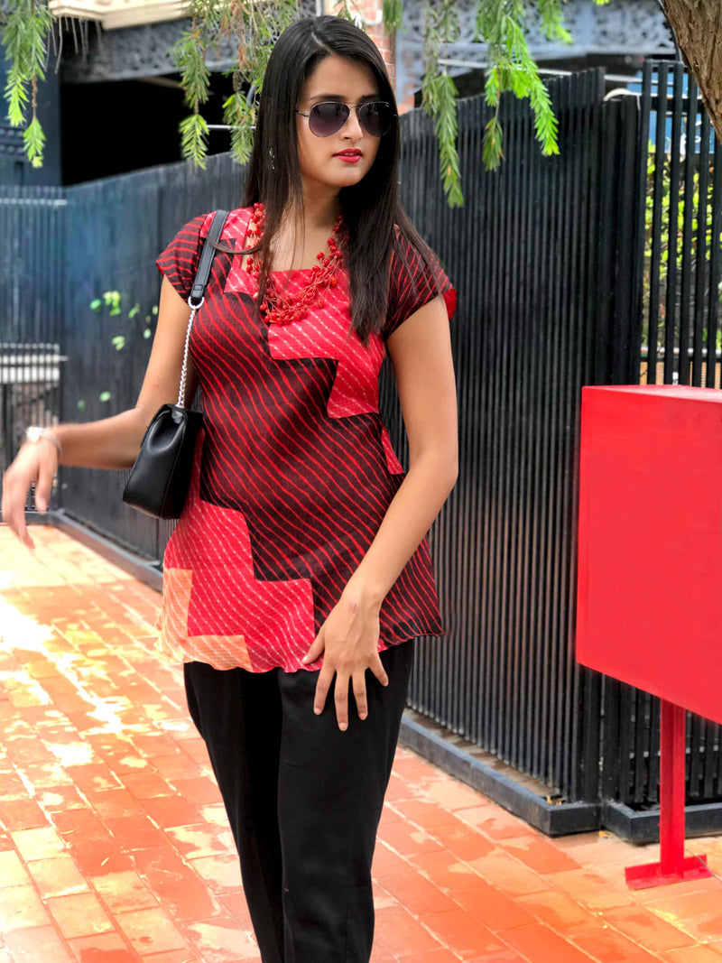 SCOTIA SANTORINI STRIPES SILK KOTA DORIA TUNIC