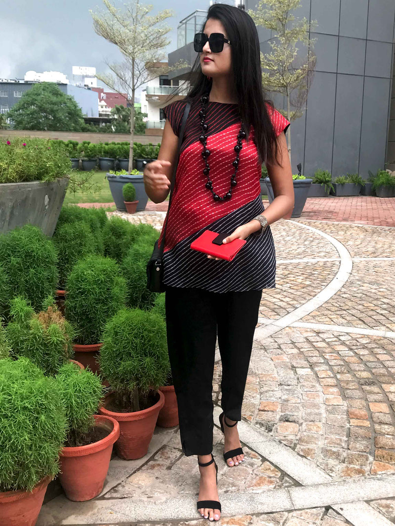 SAINA SANTORINI STRIPES SILK KOTA DORIA TUNIC