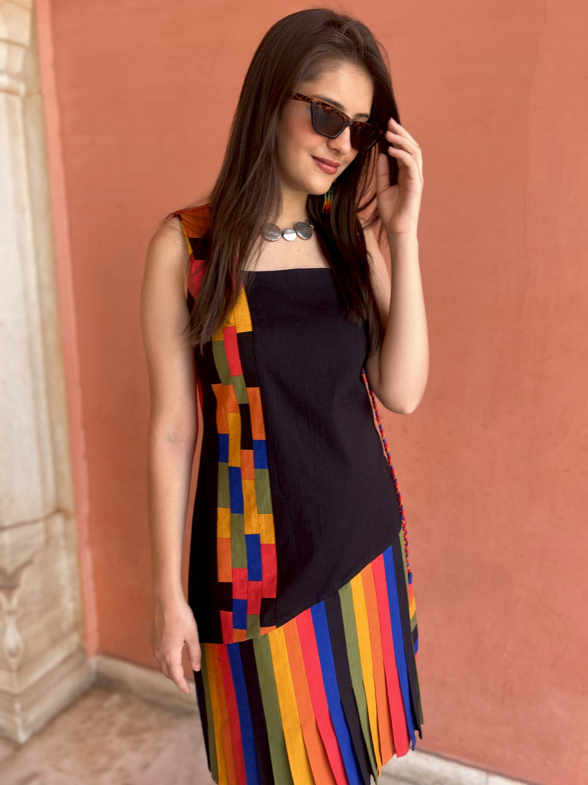 MASHAVU MASAI MARA HAND WOVEN COTTON PATCHWORK DRESS