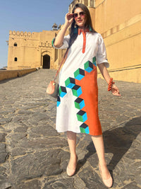 MIYANDA MASAI MARA HAND WOVEN COTTON PATCHWORK DRESS