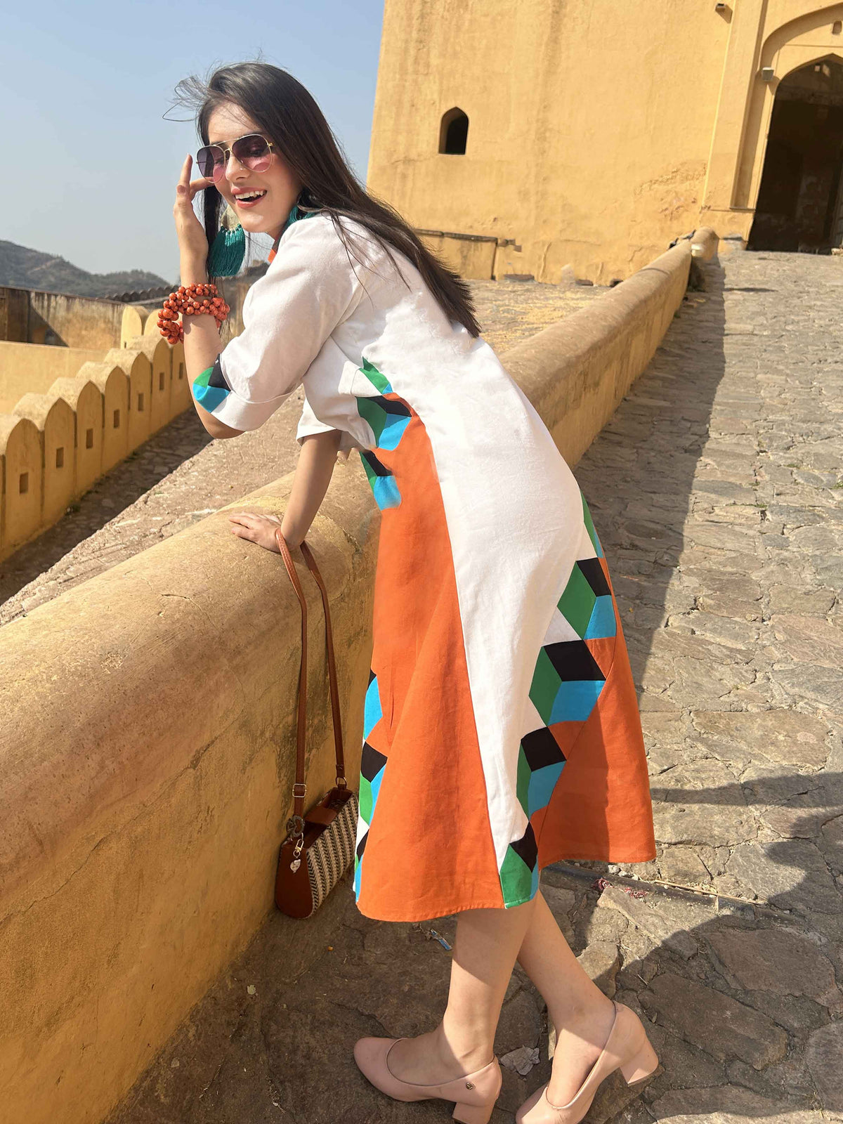 MIYANDA MASAI MARA HAND WOVEN COTTON PATCHWORK DRESS