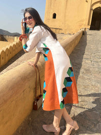 MIYANDA MASAI MARA HAND WOVEN COTTON PATCHWORK DRESS