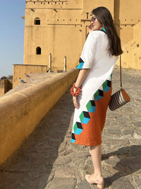 MIYANDA MASAI MARA HAND WOVEN COTTON PATCHWORK DRESS