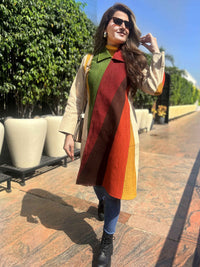 ARLENE VERMONT AUTUMN OBLIQUE PURE SILK PATCHWORK QUILTED JACKET