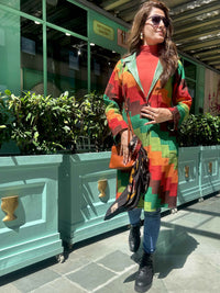 ANDREA VERMONT AUTUMN WOODLANDS PURE SILK PATCHWORK QUILTED JACKET
