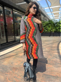ANNABELLE VERMONT AUTUMN AZTEC PURE SILK PATCHWORK QUILTED JACKET