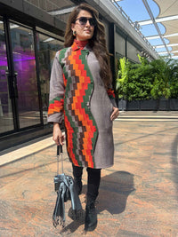 ANNABELLE VERMONT AUTUMN AZTEC PURE SILK PATCHWORK QUILTED JACKET