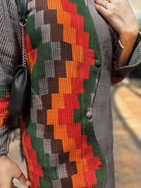 ANNABELLE VERMONT AUTUMN AZTEC PURE SILK PATCHWORK QUILTED JACKET