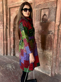 ALICE VERMONT AUTUMN PINOT NOIR PATOLA SILK PATCHWORK KANTHA TRENCH COAT