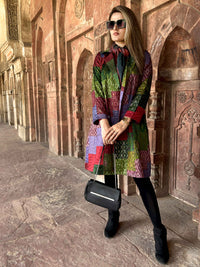 ALICE VERMONT AUTUMN PINOT NOIR PATOLA SILK PATCHWORK KANTHA TRENCH COAT