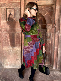 ALICE VERMONT AUTUMN PINOT NOIR PATOLA SILK PATCHWORK KANTHA TRENCH COAT