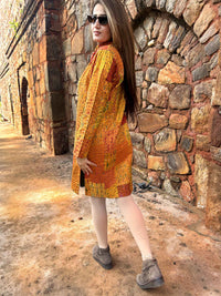 AMBER VERMONT AUTUMN PATOLA SILK PATCHWORK KANTHA JACKET