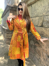 ANNE VERMONT AUTUMN PATOLA SILK PATCHWORK KANTHA TRENCH COAT